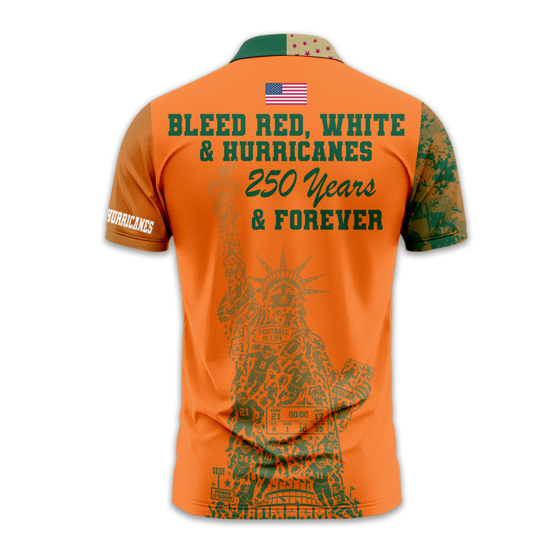 Miami Hurricanes | Premium NCAA Independance Day Polo - Image 3