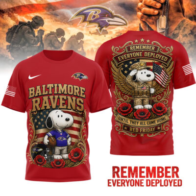Baltimore Ravens | Premium NFL Snoopy Remember Everyone Deployed 3D Shirt
