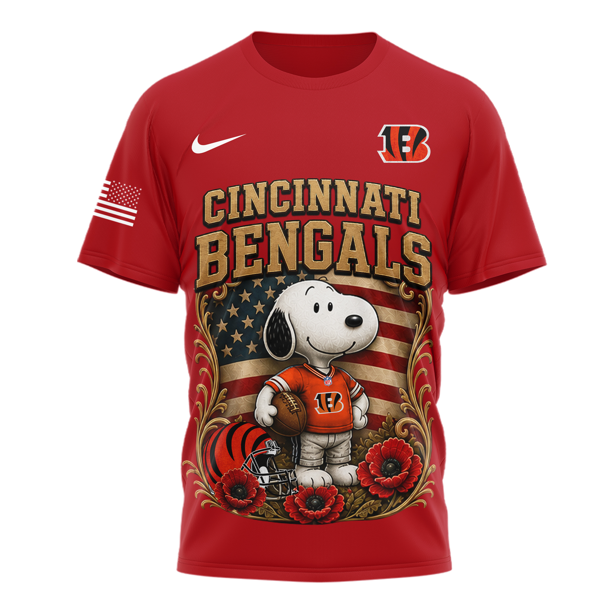 Cincinnati Bengals | Premium NFL Snoopy Remember Everyone Deployed 3D Shirt - Image 2