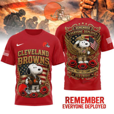 Cleveland Browns | Premium NFL Snoopy Remember Everyone Deployed 3D Shirt - XL