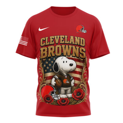Alternative view of Cleveland Browns | Premium NFL Snoopy Remember Everyone Deployed 3D Shirt