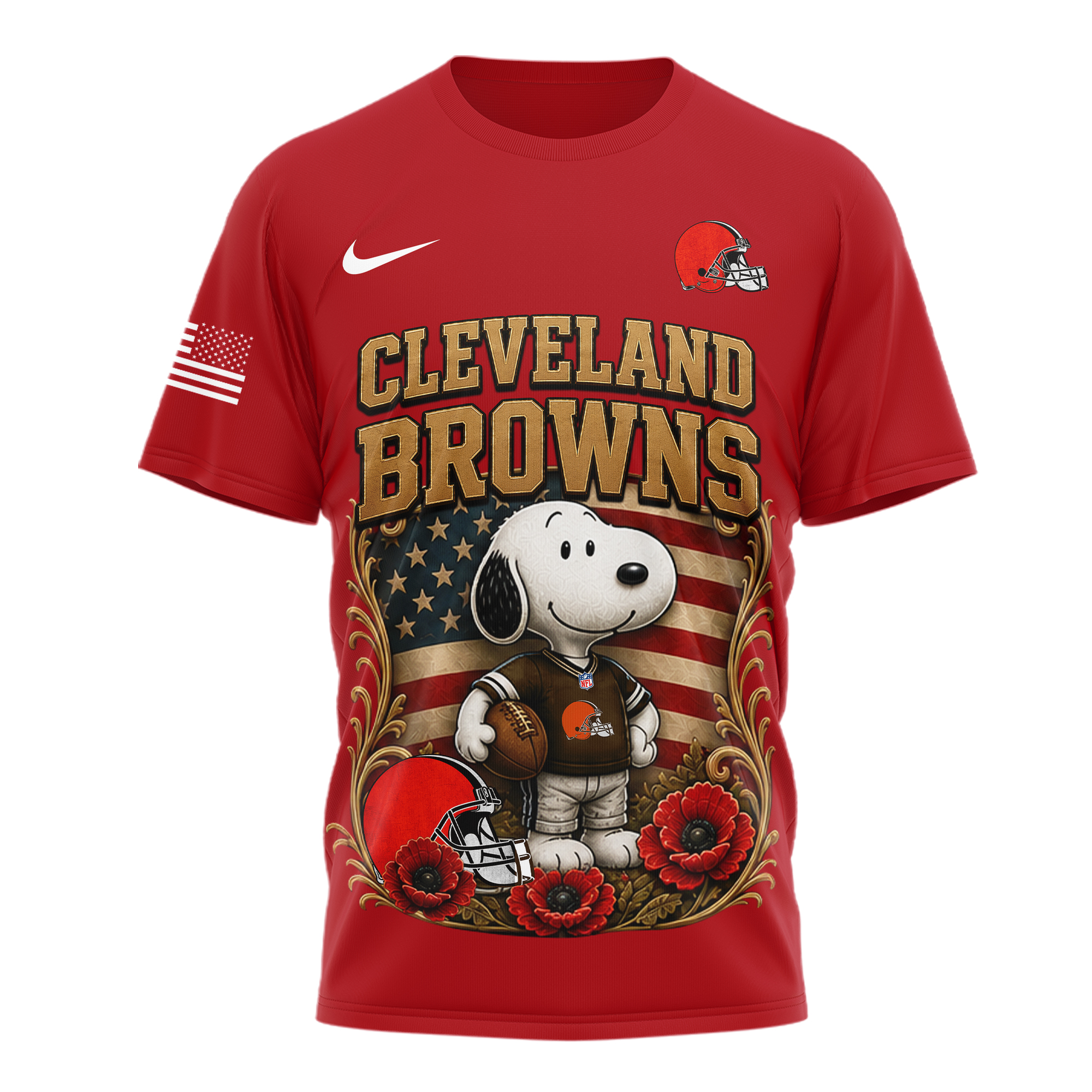 Cleveland Browns | Premium NFL Snoopy Remember Everyone Deployed 3D Shirt - Image 2