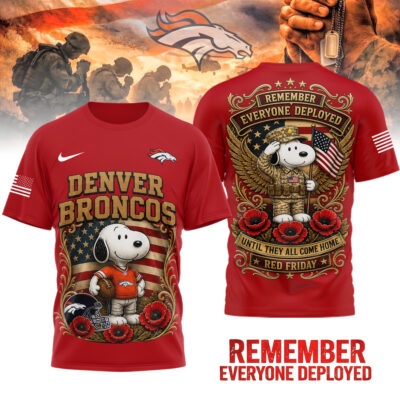 Denver Broncos | Premium NFL Snoopy Remember Everyone Deployed 3D Shirt - 3XL
