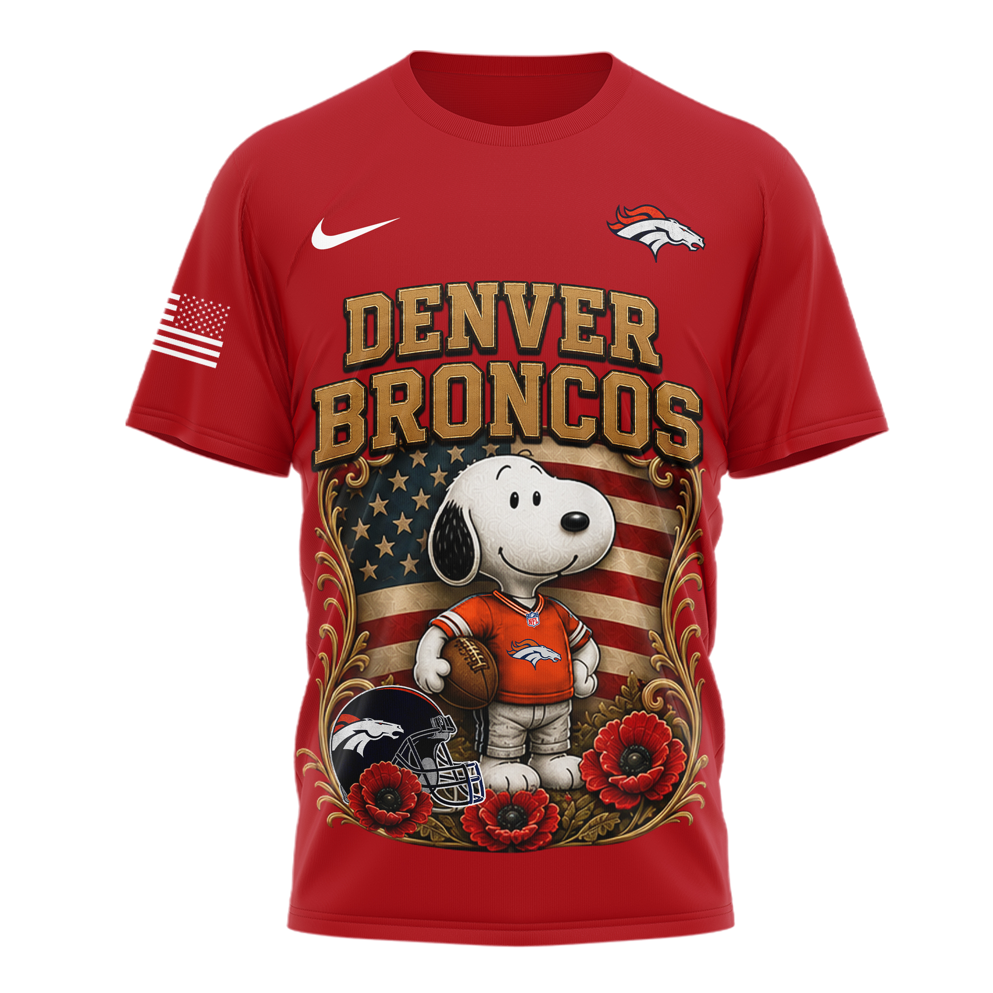 Denver Broncos | Premium NFL Snoopy Remember Everyone Deployed 3D Shirt - Image 2
