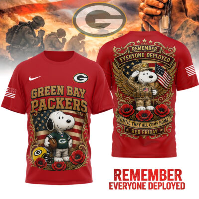 Green Bay Packers | Premium NFL Snoopy Remember Everyone Deployed 3D Shirt
