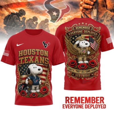 Houston Texans | Premium NFL Snoopy Remember Everyone Deployed 3D Shirt