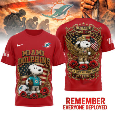 Miami Dolphins | Premium NFL Snoopy Remember Everyone Deployed 3D Shirt - 5XL