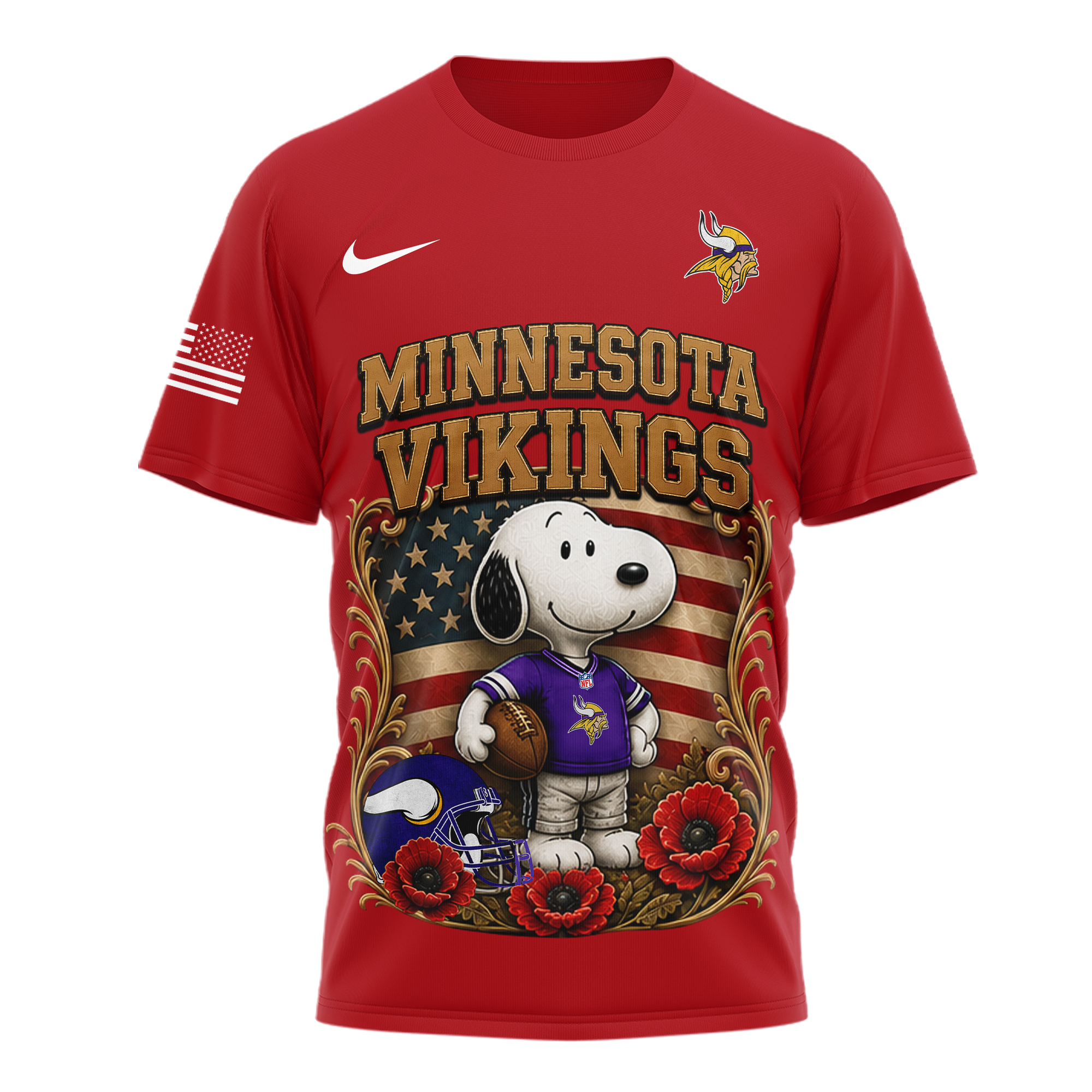 Minnesota Vikings | Premium NFL Snoopy Remember Everyone Deployed 3D Shirt - Image 2