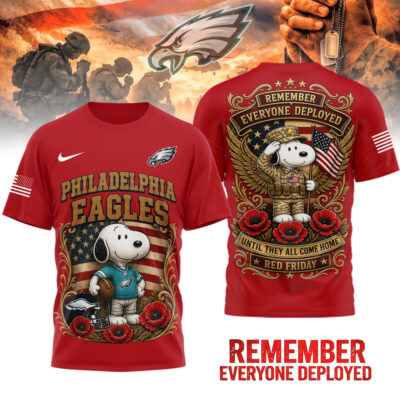 Philadelphia Eagles | Premium NFL Snoopy Remember Everyone Deployed 3D Shirt - M
