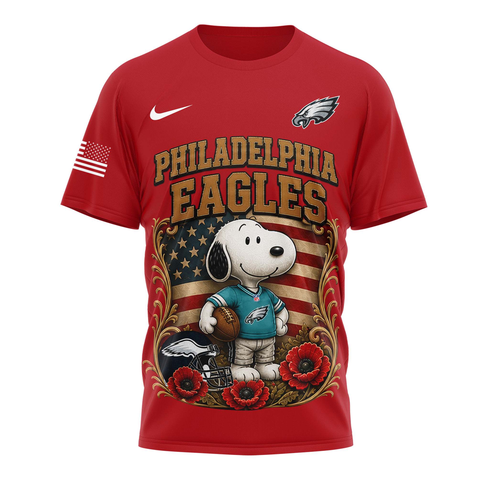 Philadelphia Eagles | Premium NFL Snoopy Remember Everyone Deployed 3D Shirt - Image 2