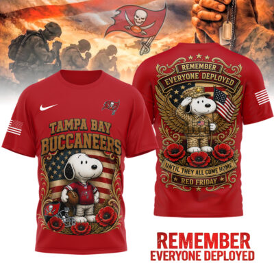 Tampa Bay Buccaneers | Premium NFL Snoopy Remember Everyone Deployed 3D Shirt - 2XL