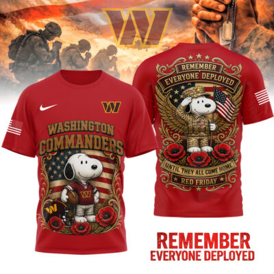 Washington Commanders | Premium NFL Snoopy Remember Everyone Deployed 3D Shirt