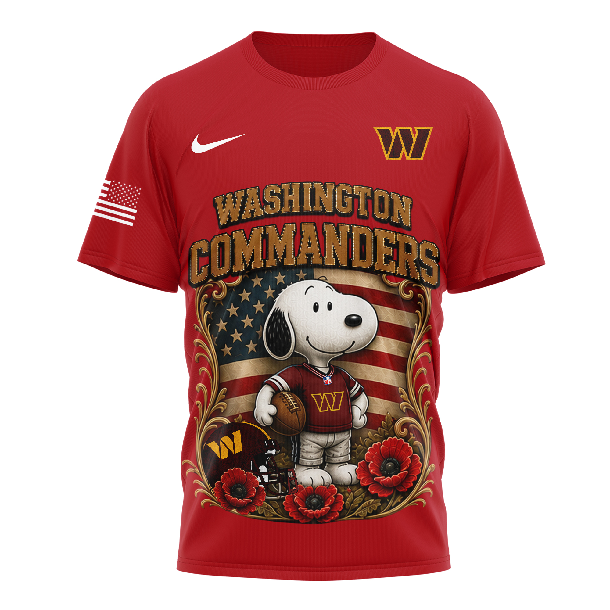Washington Commanders | Premium NFL Snoopy Remember Everyone Deployed 3D Shirt - Image 2