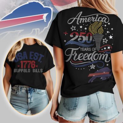 Buffalo Bills | Premium NFL 250 Years Independence Day Rhinestone Dot 3D Shirt