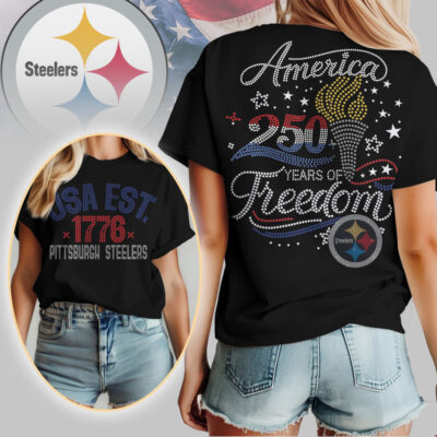 Pittsburgh Steelers | Premium NFL 250 Years Independence Day Rhinestone Dot 3D Shirt