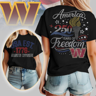 Washington Commanders | Premium NFL 250 Years Independence Day Rhinestone Dot 3D Shirt - 4XL