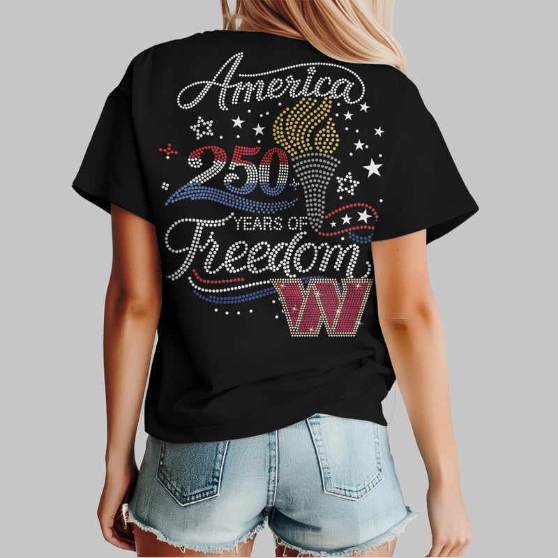 Washington Commanders | Premium NFL 250 Years Independence Day Rhinestone Dot 3D Shirt - Image 2