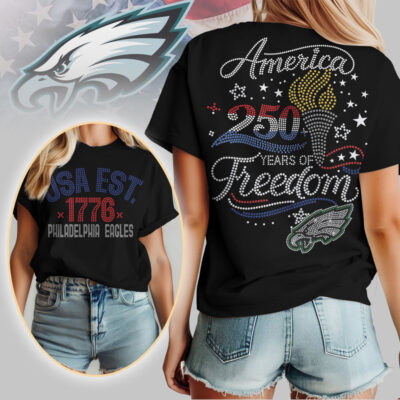 Philadelphia Eagles | Premium NFL 250 Years Independence Day Rhinestone Dot 3D Shirt