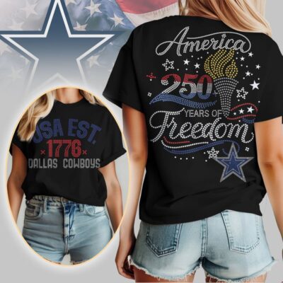 Dallas Cowboys | Premium NFL 250 Years Independence Day Rhinestone Dot 3D Shirt