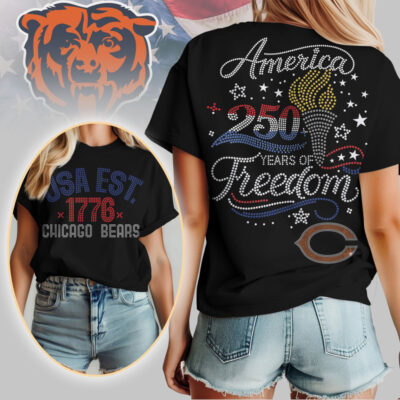 Chicago Bears | Premium NFL 250 Years Independence Day Rhinestone Dot 3D Shirt