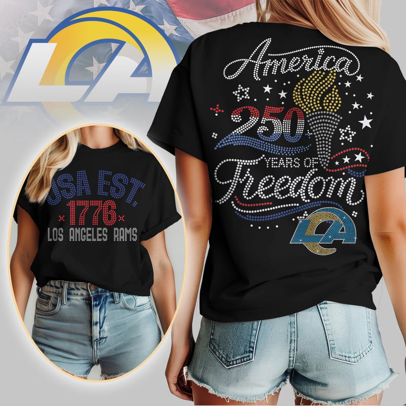 Los Angeles Rams | Premium NFL 250 Years Independence Day Rhinestone Dot 3D Shirt
