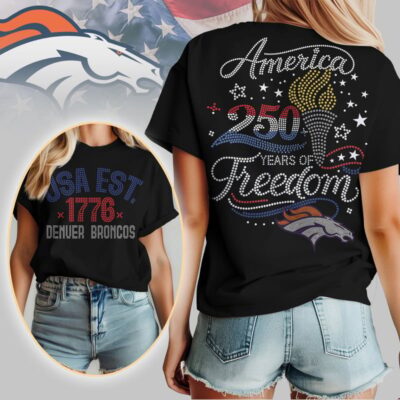 Denver Broncos | Premium NFL 250 Years Independence Day Rhinestone Dot 3D Shirt