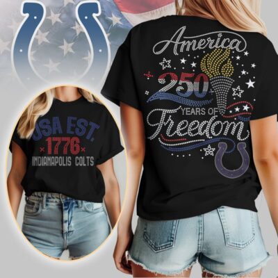 Indianapolis Colts | Premium NFL 250 Years Independence Day Rhinestone Dot 3D Shirt - XL