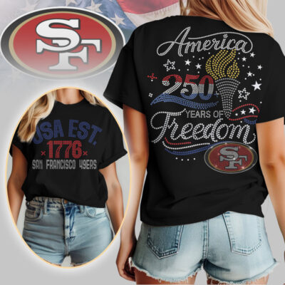 San Francisco 49ers | Premium NFL 250 Years Independence Day Rhinestone Dot 3D Shirt - M