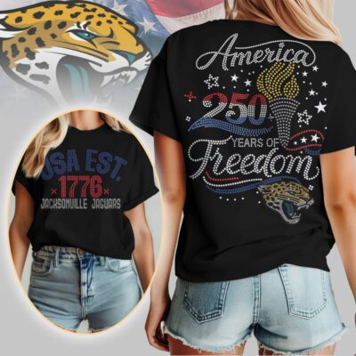Jacksonville Jaguars | Premium NFL 250 Years Independence Day Rhinestone Dot 3D Shirt - 5XL