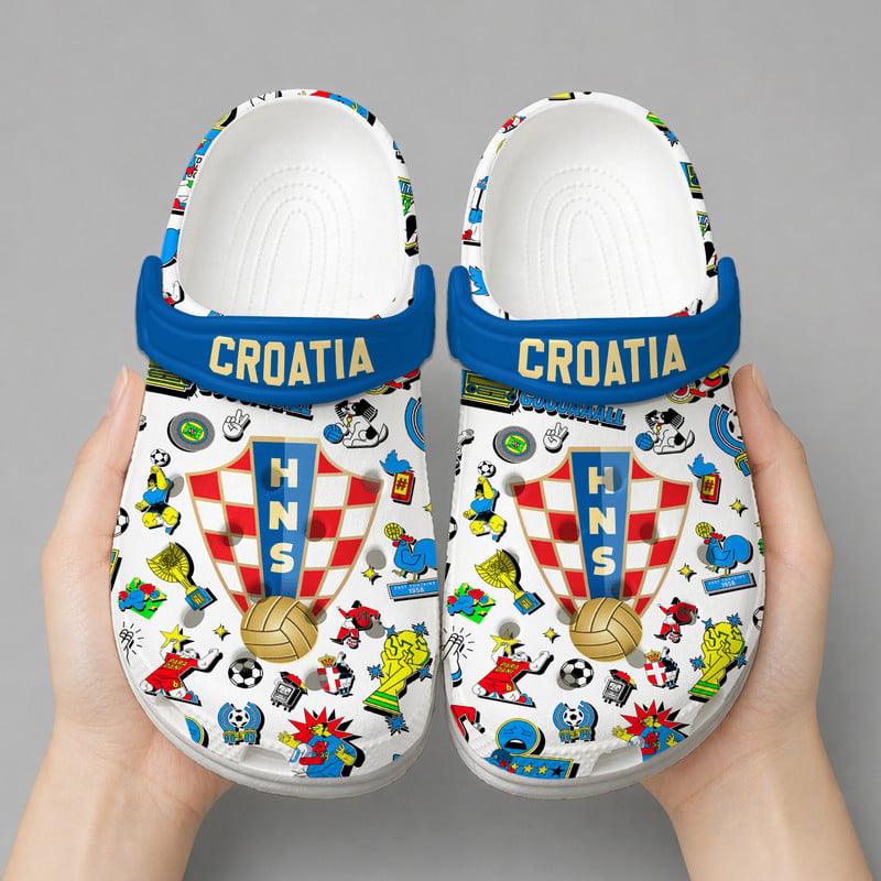 Croatia | Premium WC26 Cartoon Doodle Crocs - Image 2
