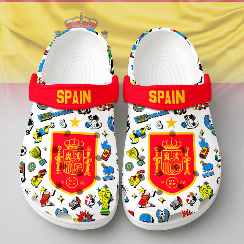 Spain | Premium WC26 Cartoon Doodle Crocs