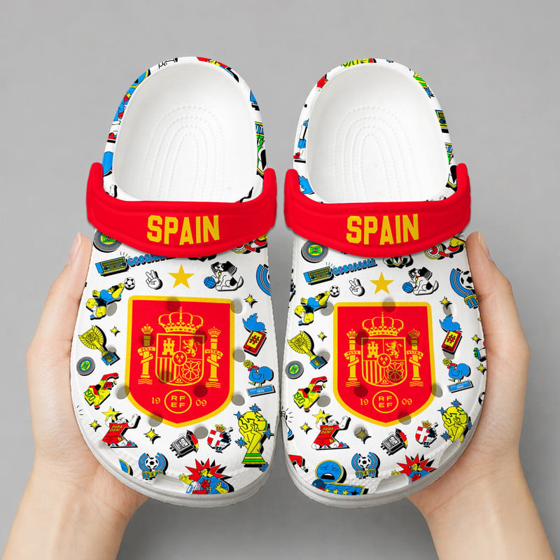 Spain | Premium WC26 Cartoon Doodle Crocs - Image 2