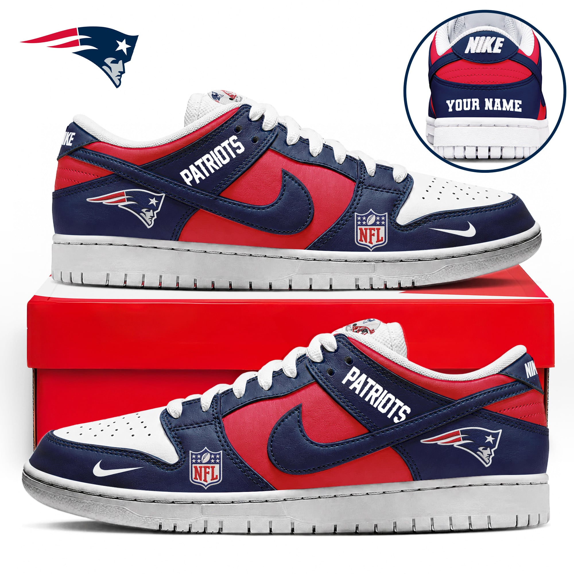 New England Patriots | Premium NFL Dunk Low Shoes