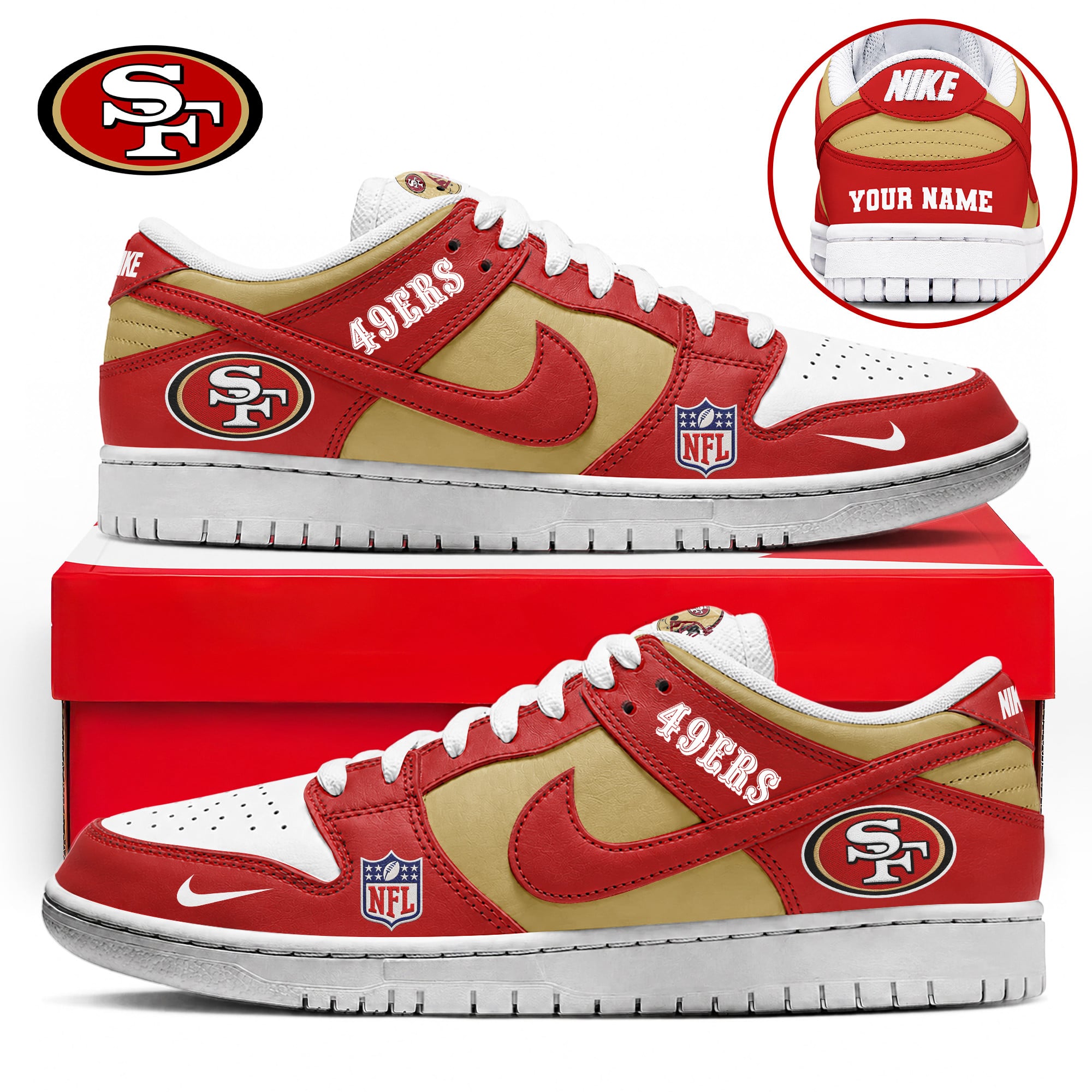 San Francisco 49ers | Premium NFL Dunk Low Shoes