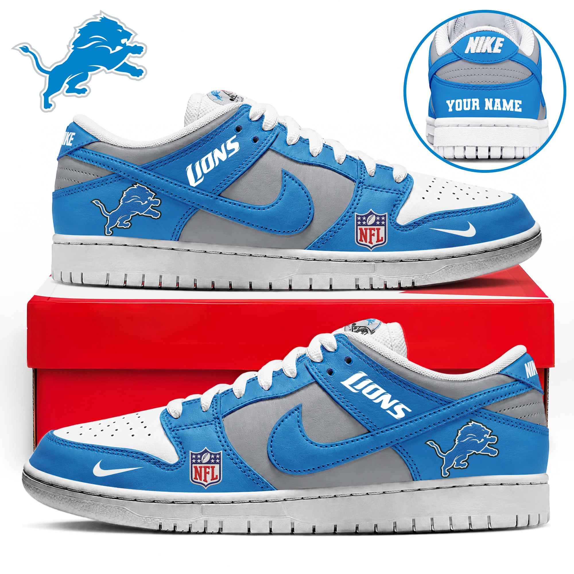 Detroit Lions | Premium NFL Dunk Low Shoes