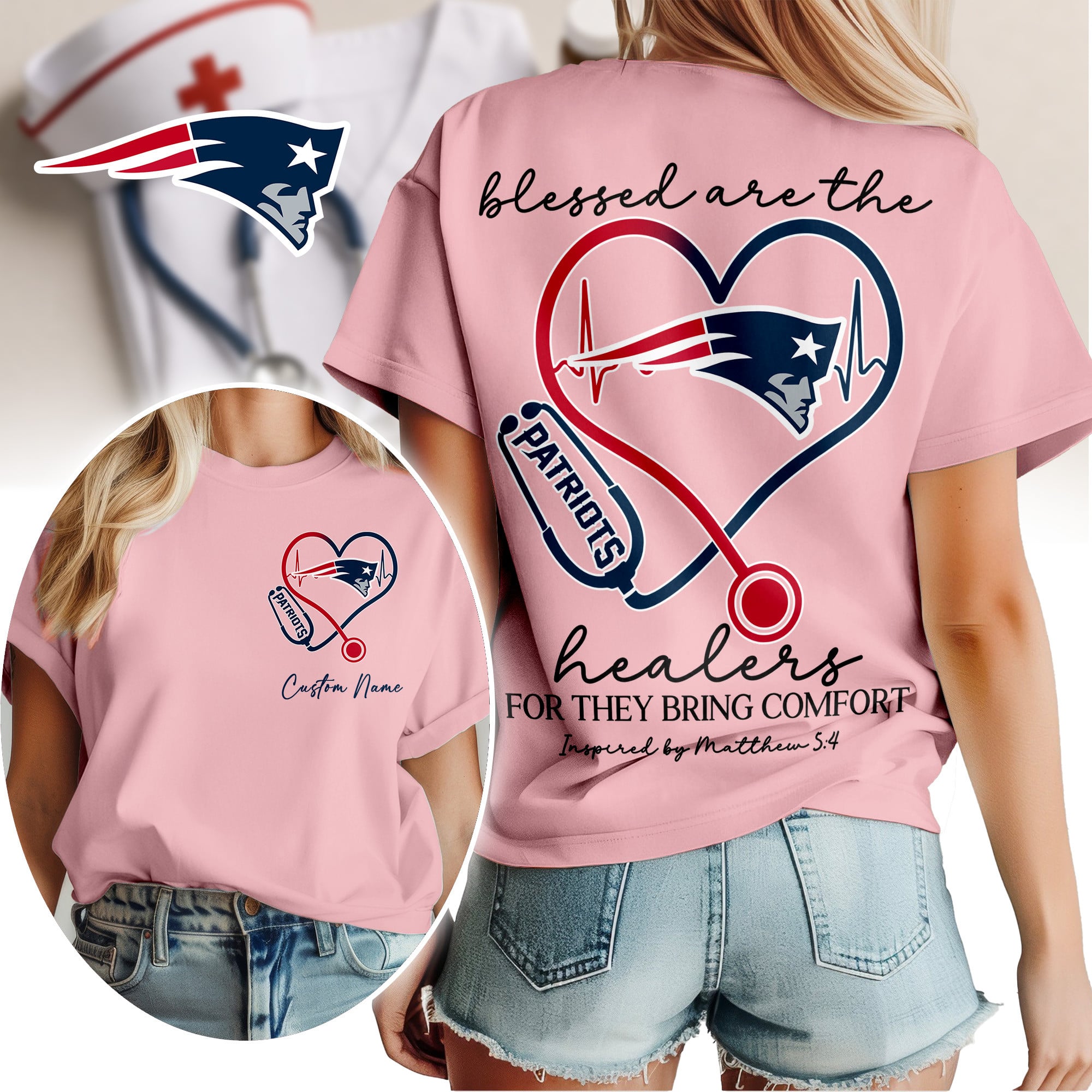 New England Patriots | Premium NFL Heart of A Nurse Game Day 3D Shirt NTH1