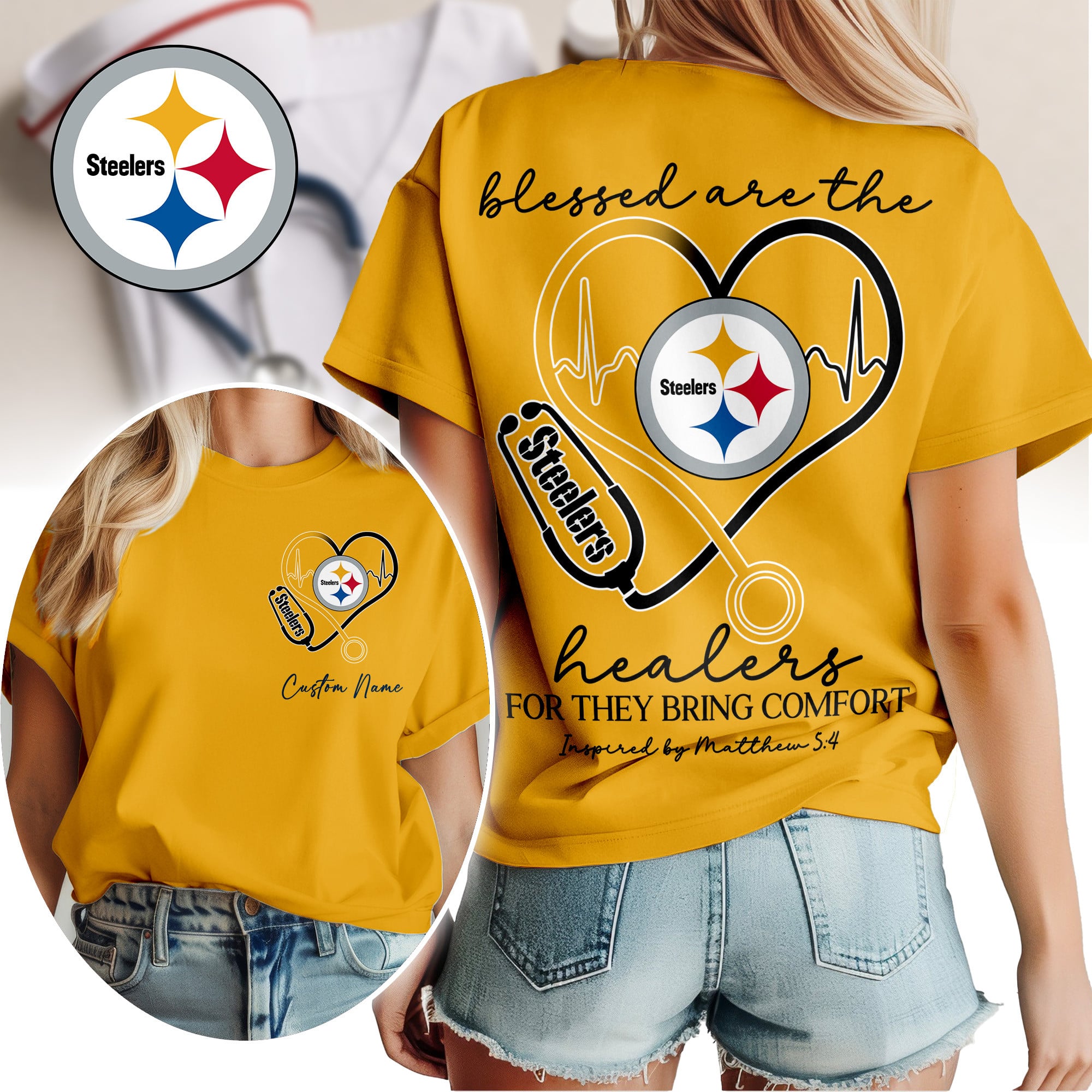 Pittsburgh Steelers | Premium NFL Heart of A Nurse Game Day 3D Shirt NTH1 - Image 2