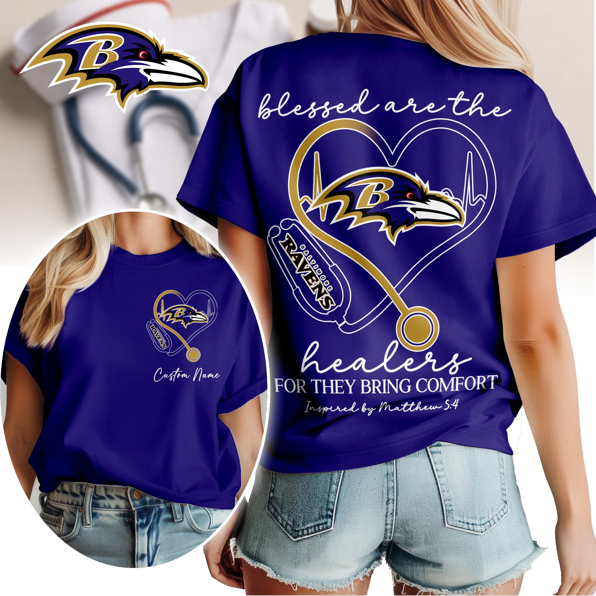 Baltimore Ravens | Premium NFL Heart of A Nurse Game Day 3D Shirt NTH1 - Image 2