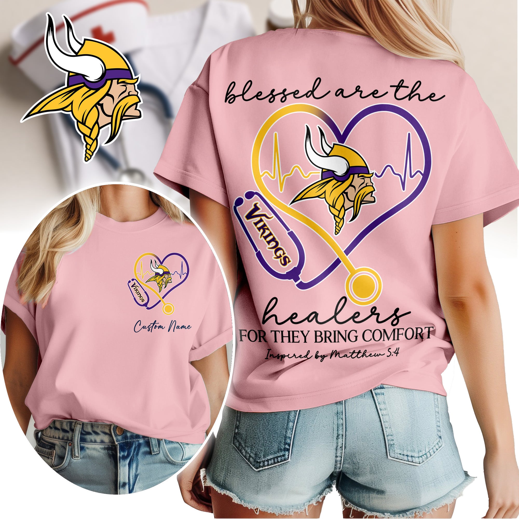 Minnesota Vikings | Premium NFL Heart of A Nurse Game Day 3D Shirt NTH1