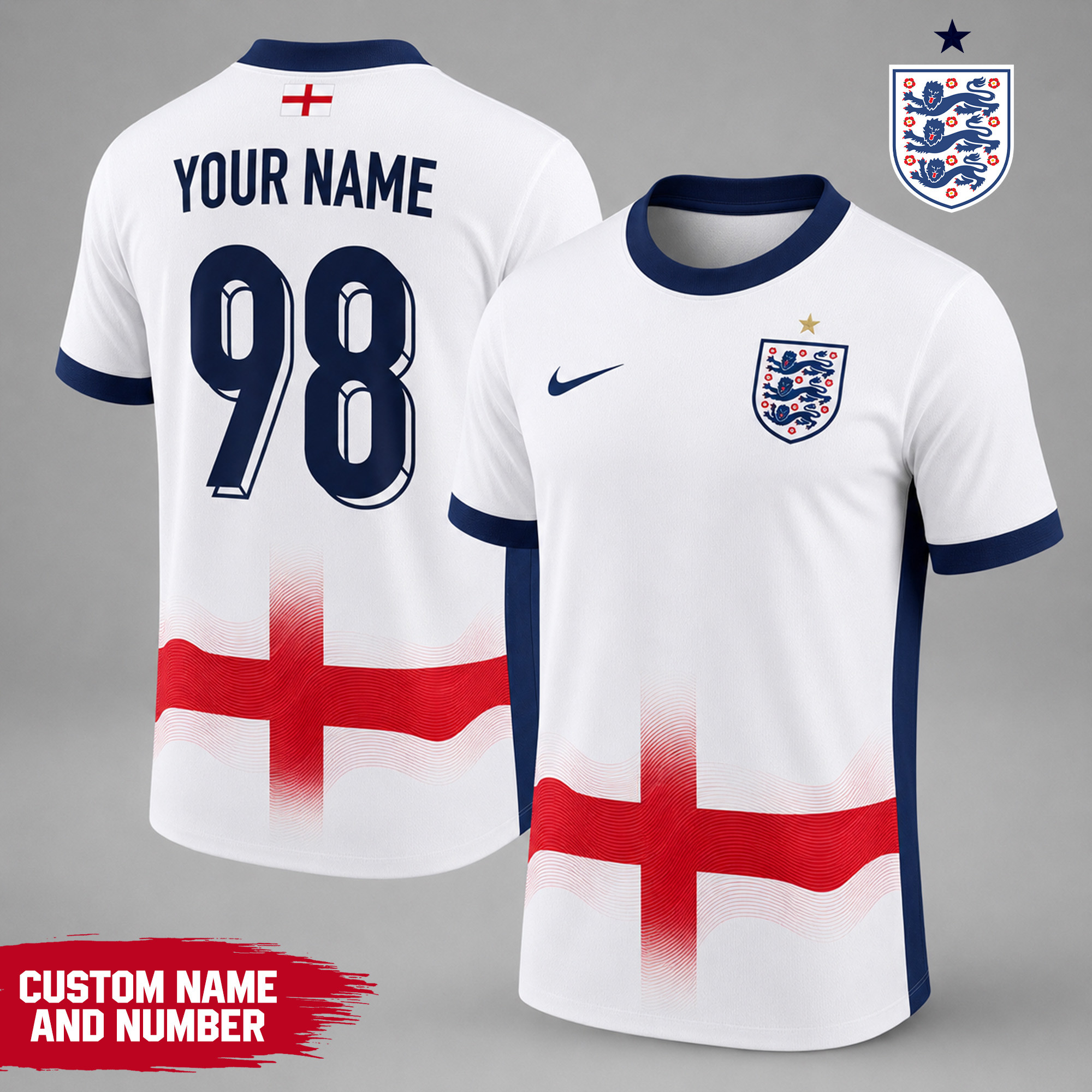 England | Premium WC26 National Team Inspired Custom 3D Shirt