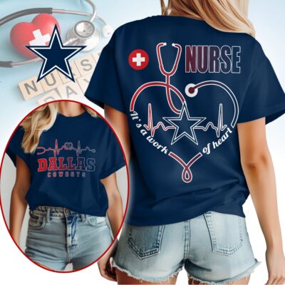 Dallas Cowboys | Premium NFL Nurse Heartbeat 3D T-Shirt NTH1