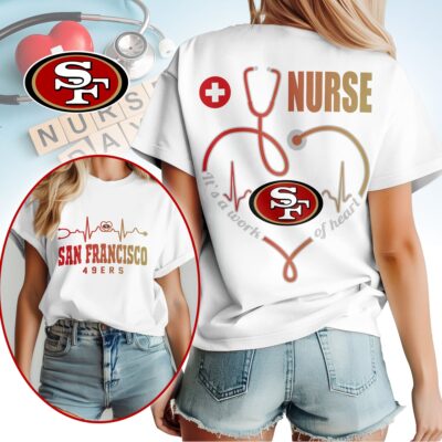 San Francisco 49ers | Premium NFL Nurse Heartbeat 3D T-Shirt NTH1