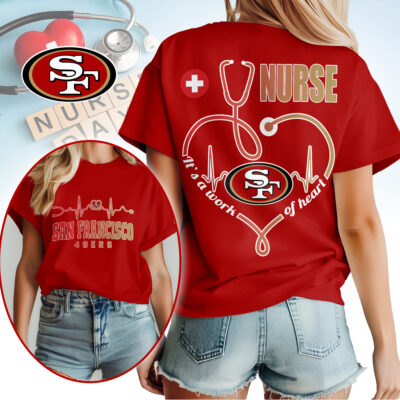 San Francisco 49ers | Premium NFL Nurse Heartbeat 3D T-Shirt NTH1