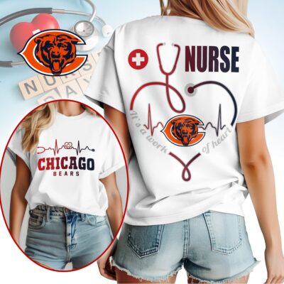 Chicago Bears | Premium NFL Nurse Heartbeat 3D T-Shirt NTH1