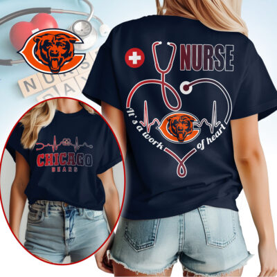 Chicago Bears | Premium NFL Nurse Heartbeat 3D T-Shirt NTH1