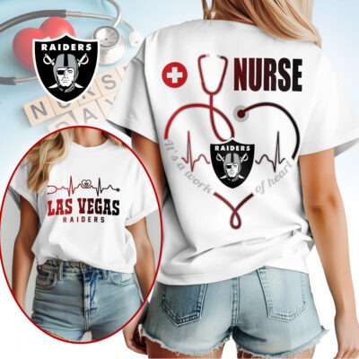 Las Vegas Raiders | Premium NFL Nurse Heartbeat 3D T-Shirt NTH1