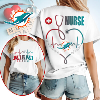 Miami Dolphins | Premium NFL Nurse Heartbeat 3D T-Shirt NTH1