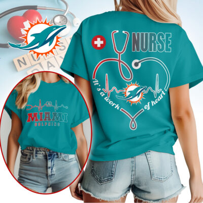 Miami Dolphins | Premium NFL Nurse Heartbeat 3D T-Shirt NTH1