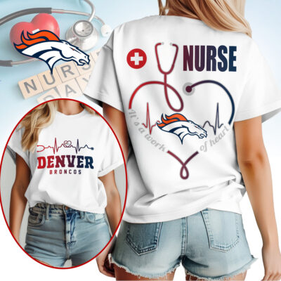 Denver Broncos | Premium NFL Nurse Heartbeat 3D T-Shirt NTH1