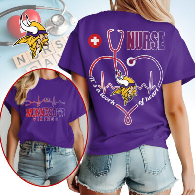 Minnesota Vikings | Premium NFL Nurse Heartbeat 3D T-Shirt NTH1